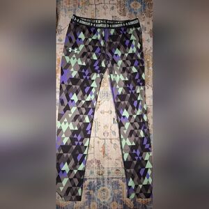 Under Armour Black, Green, and Purple Geometric Leggings